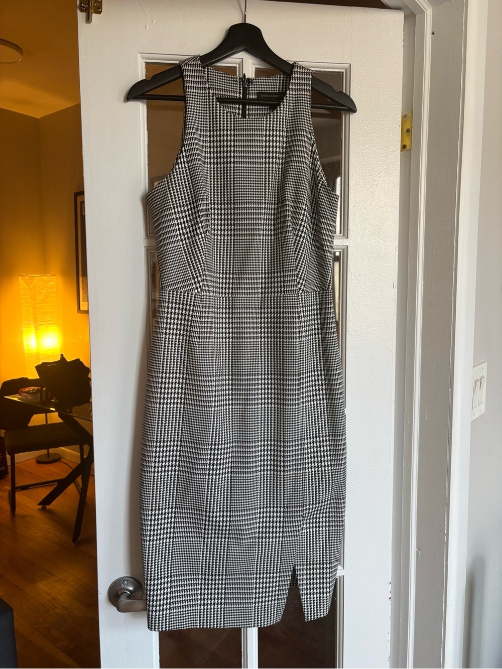 Banana Republic Sleeveless Black and White Plaid Sheath Dress